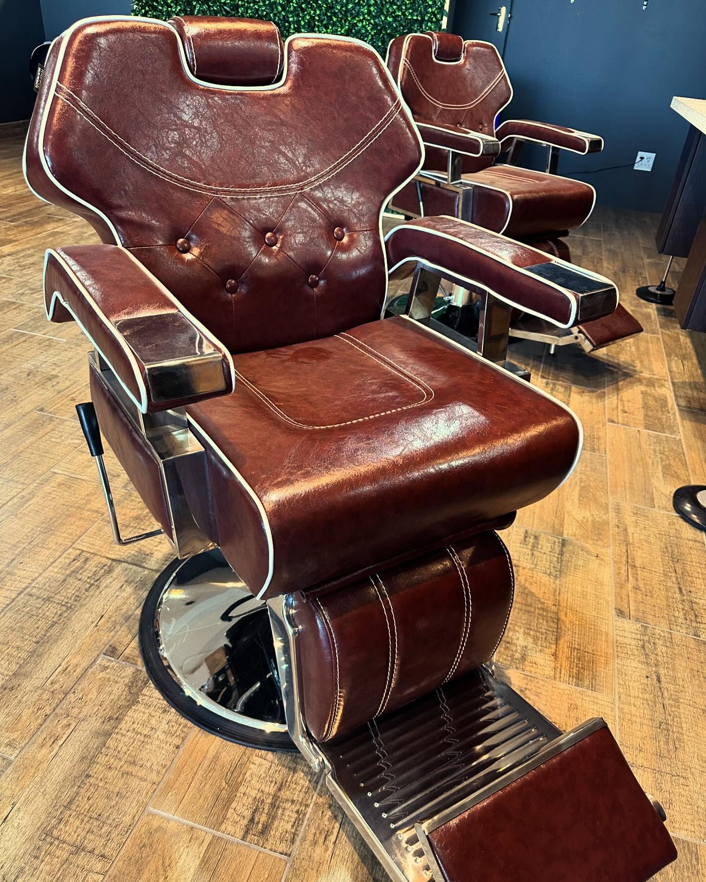 Vintage barber tools on dark marble counter